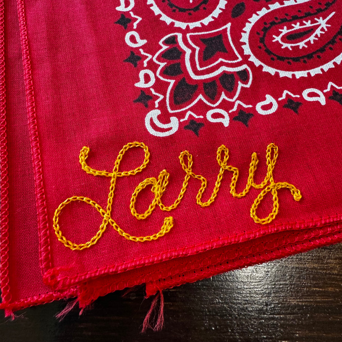 Red Classic Paisley Chainstitched Bandana | Rancho Sueño
