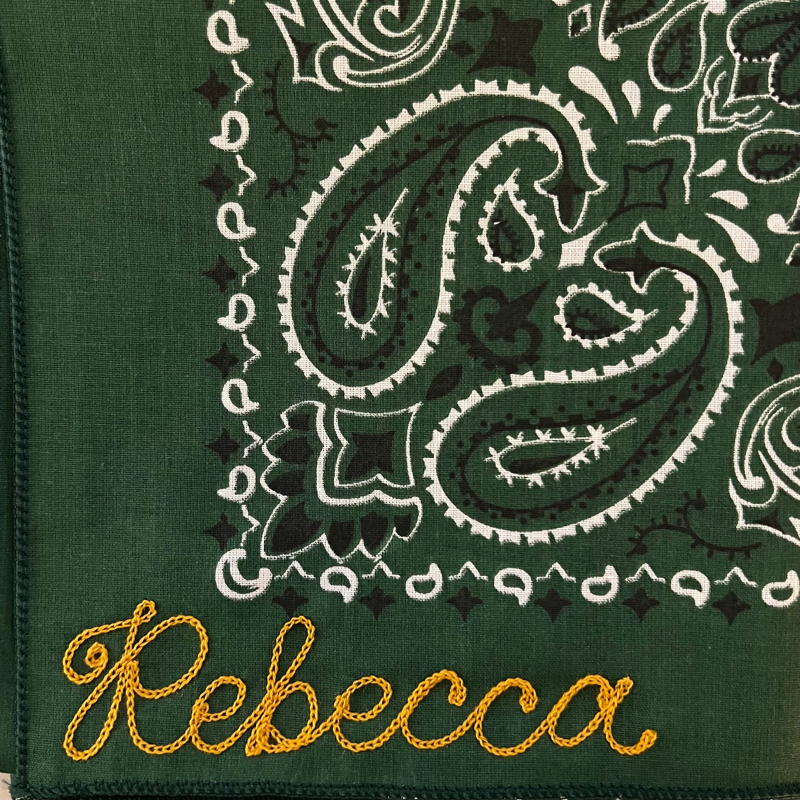 Hunter Green Classic Paisley Chainstitched Bandana | Rancho Sueño