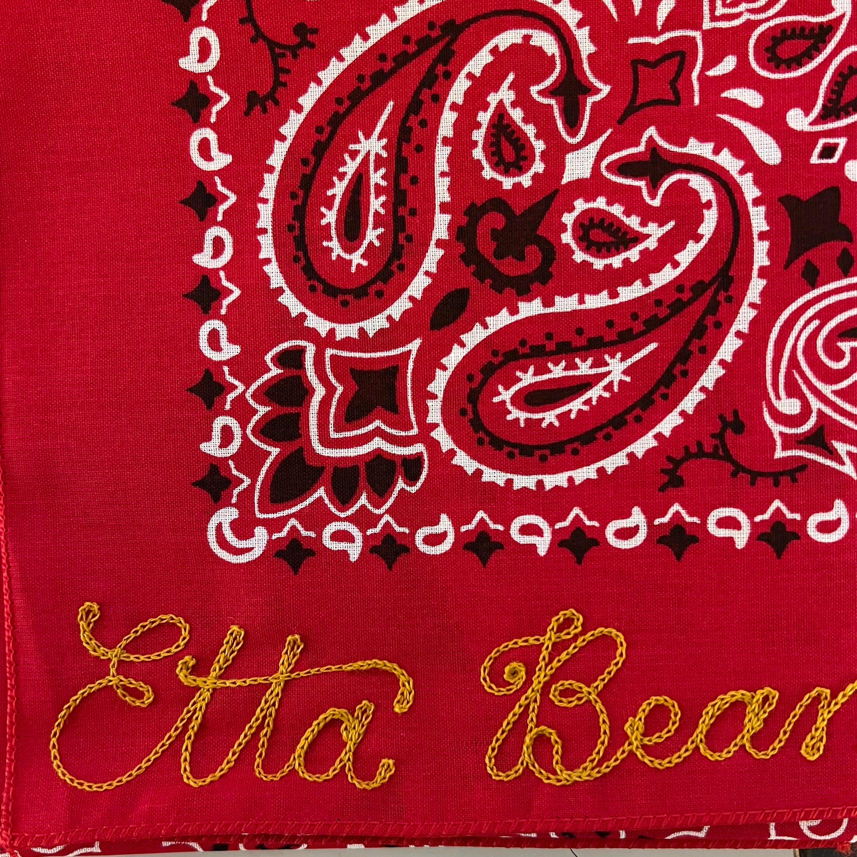 Red Classic Paisley Chainstitched Bandana | Rancho Sueño