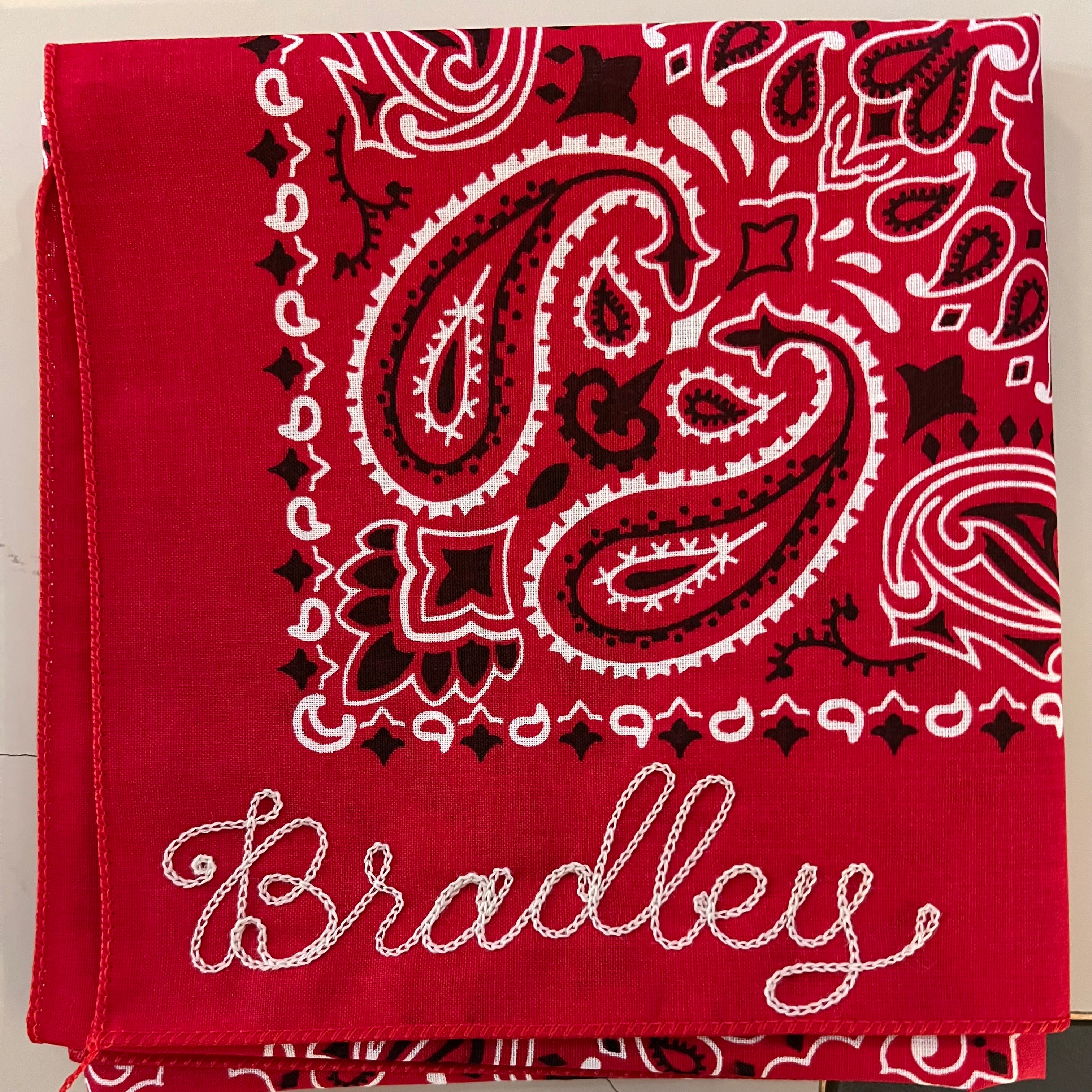 Red Classic Paisley Chainstitched Bandana | Rancho Sueño