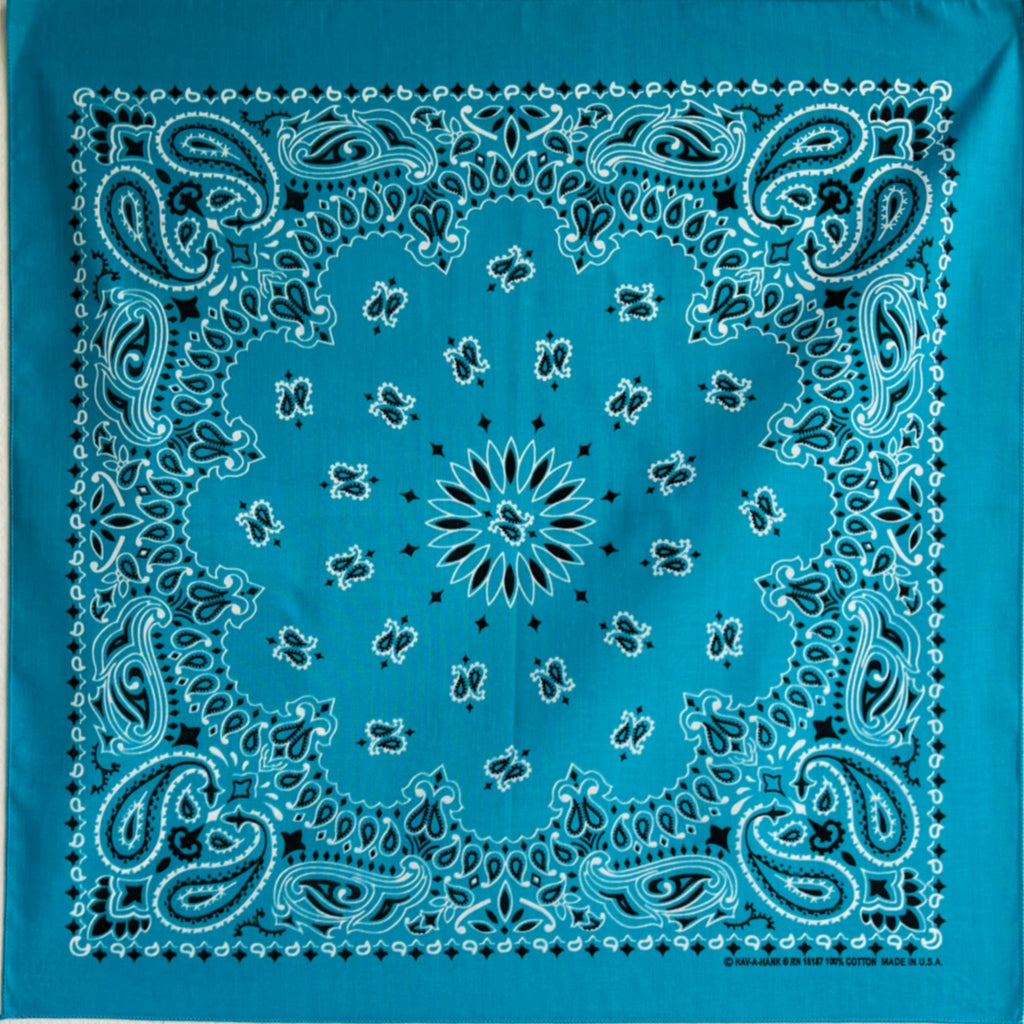 Turquoise Classic Paisley Chainstitched Bandana