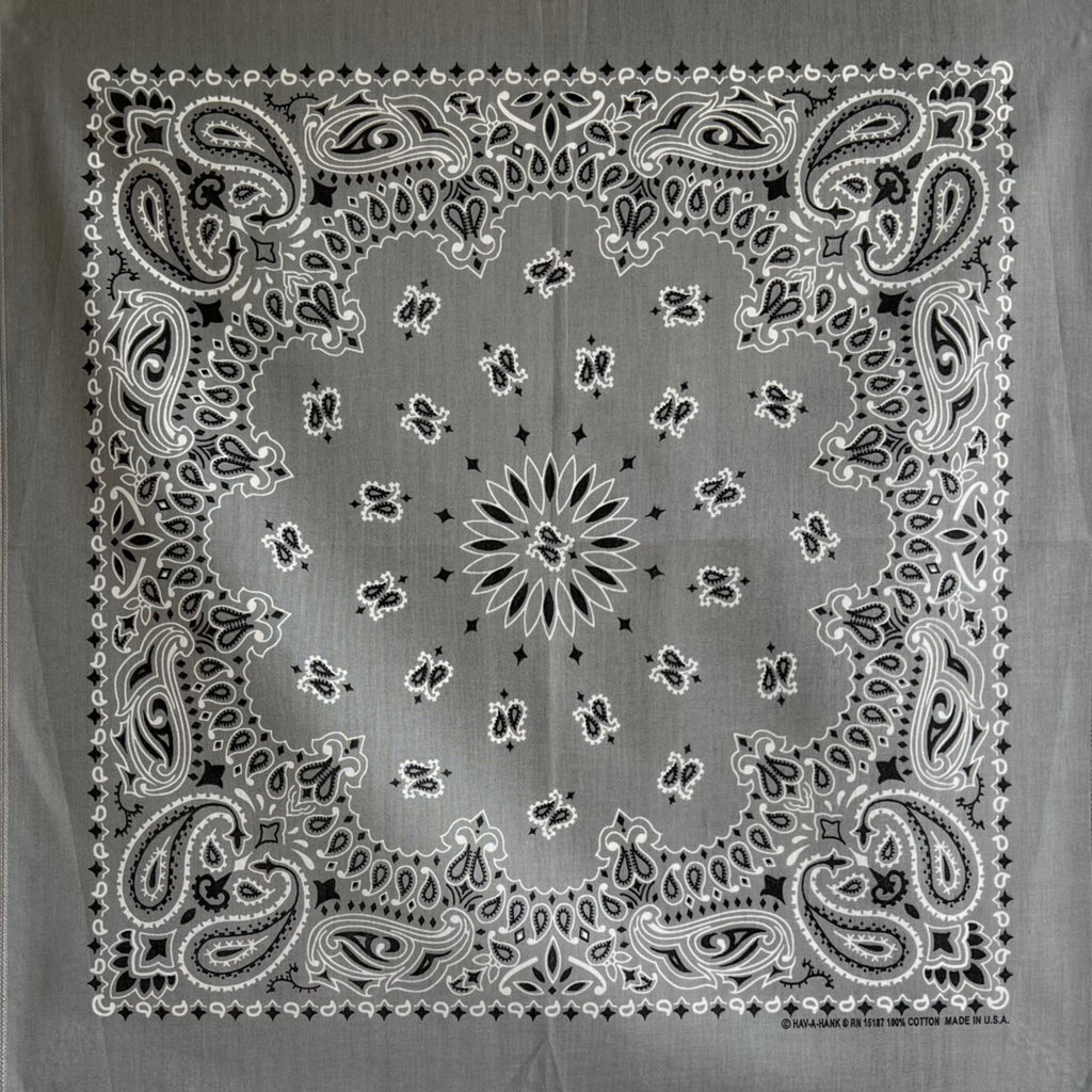 Gray Classic Paisley Chainstitched Bandana