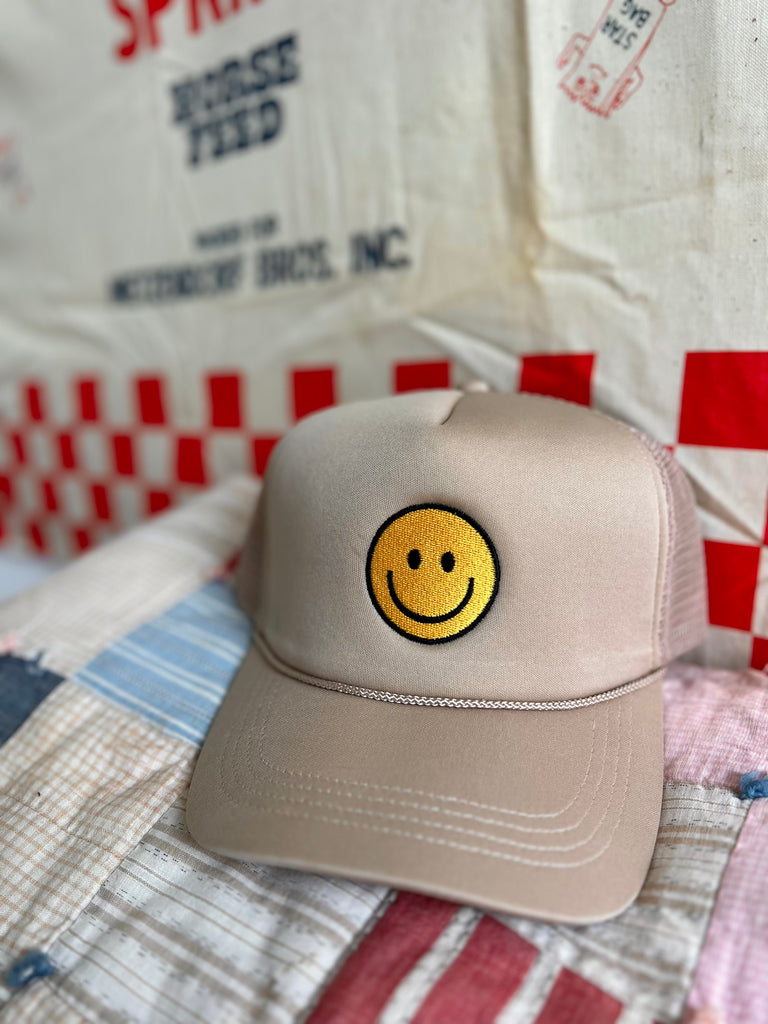 Smiley Face Trucker in Beige