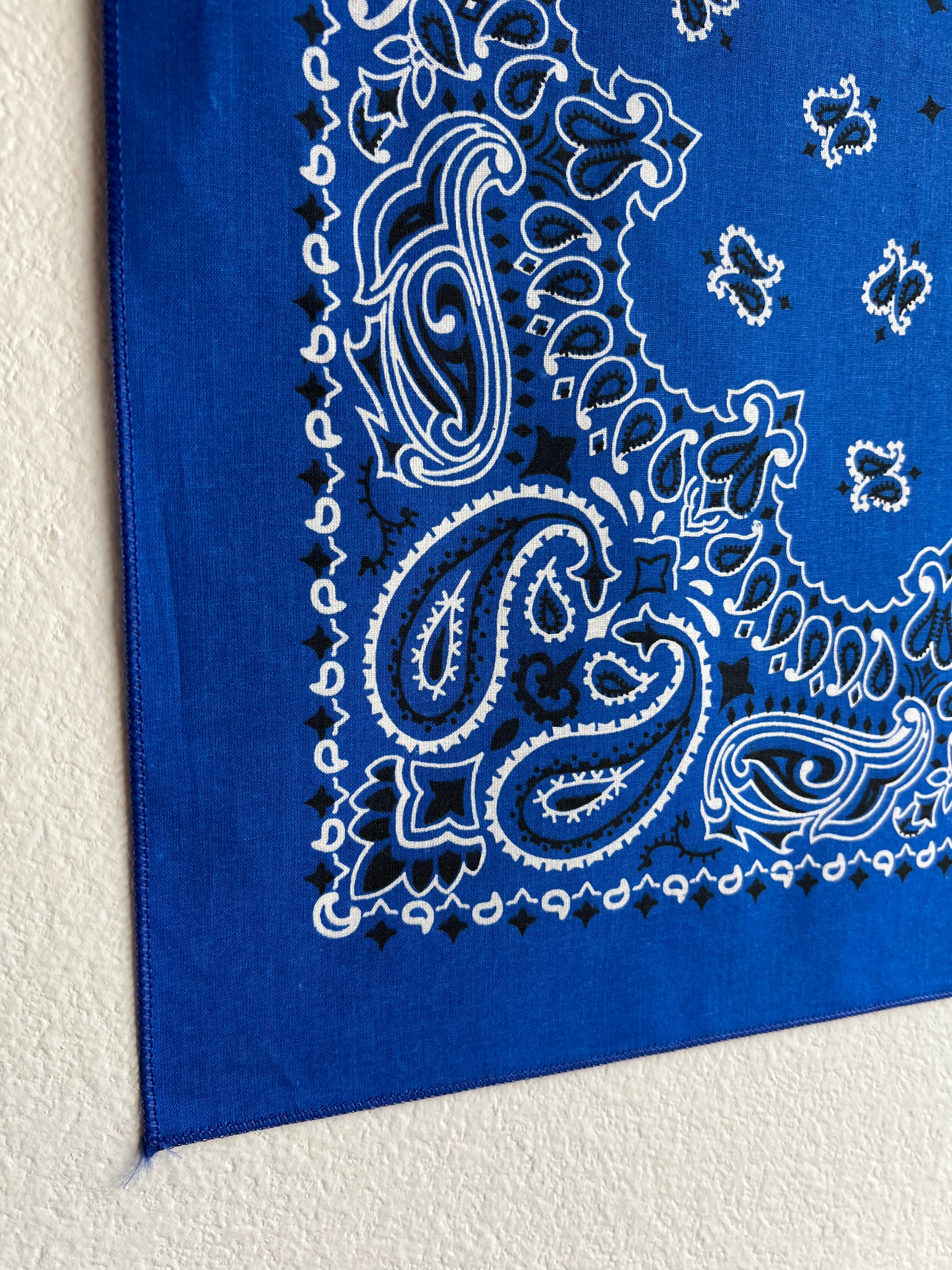 Royal Blue Classic Paisley Chainstitched Bandana | Rancho Sueño