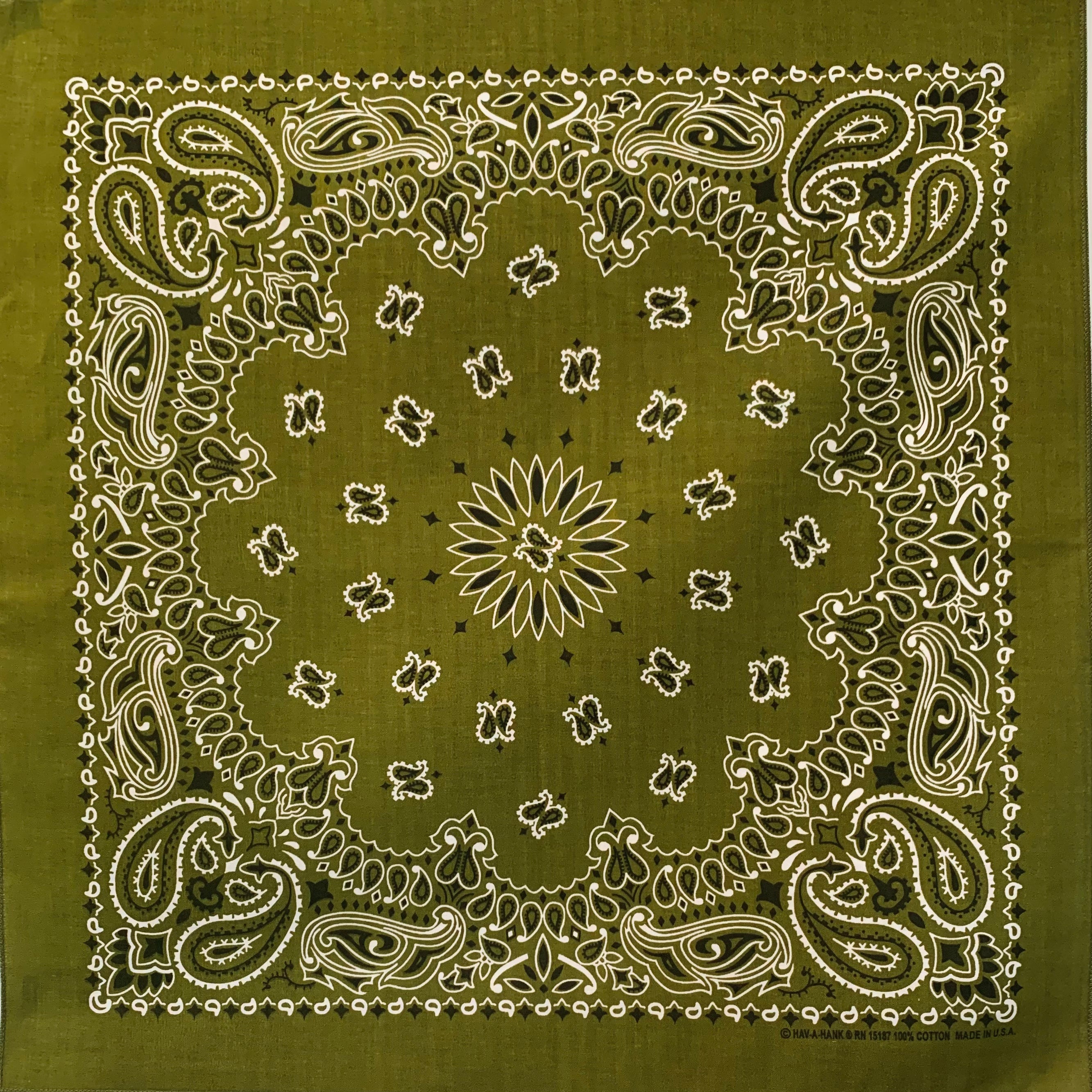 ⭐︎ぞうさん専用⭐︎HOORSENBUHS　 PAISLEY BANDANA Army Green Classic Paisley Chainstitched Bandana | Rancho Sueño