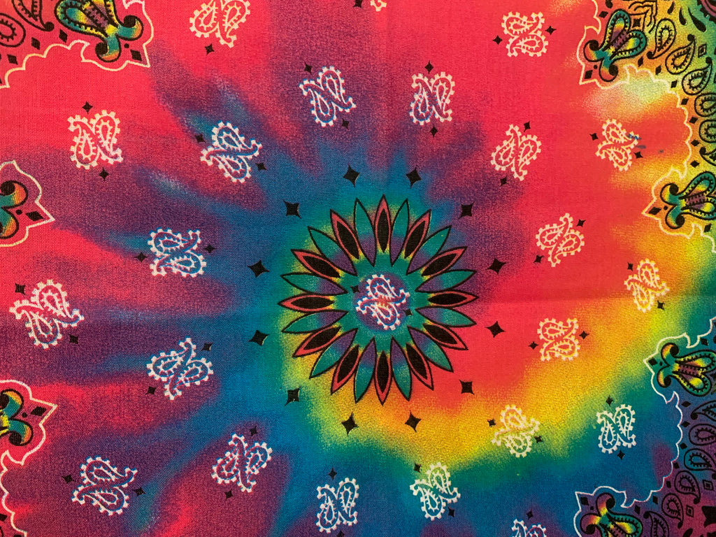 Rainbow Tie Dye Chainstitched Bandana