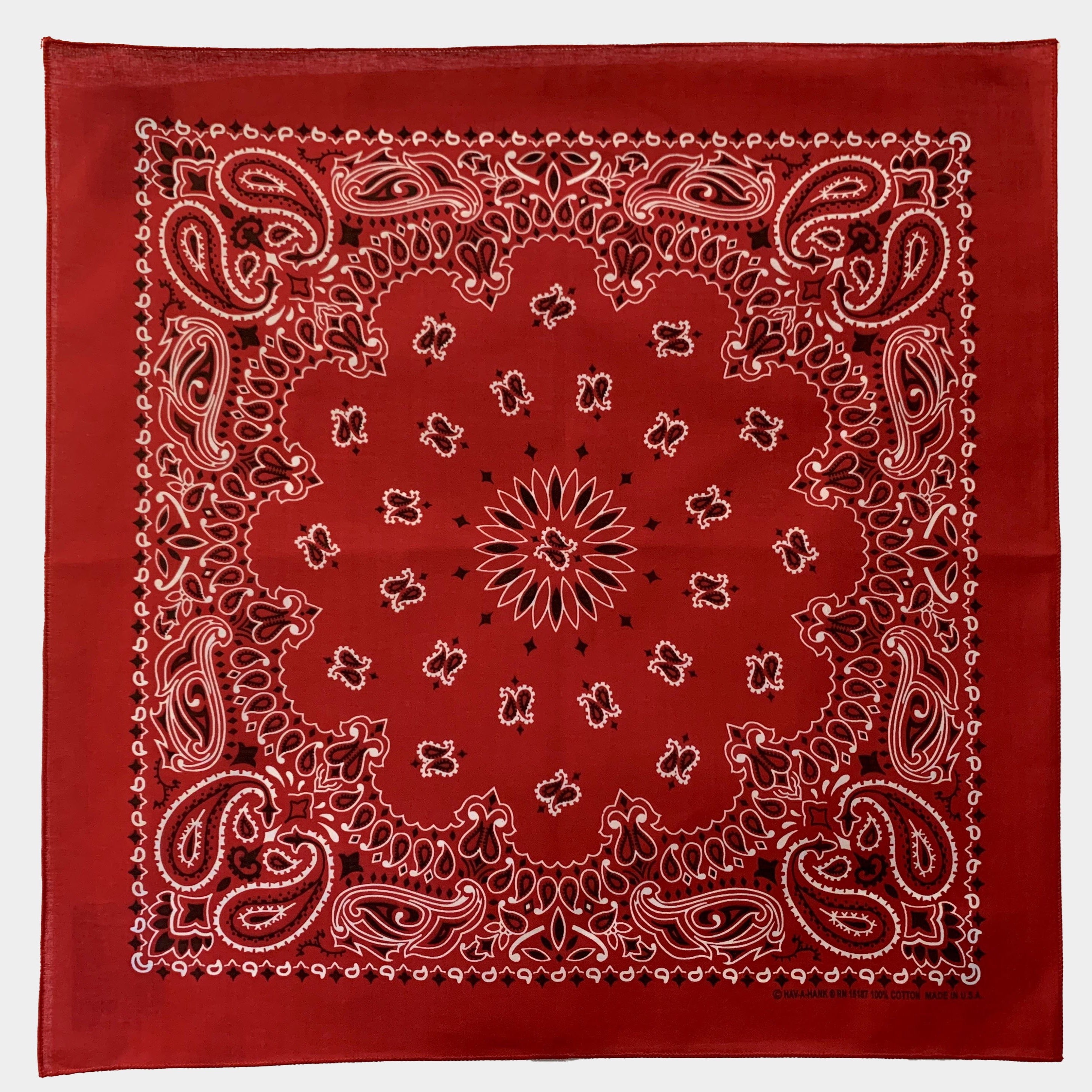 Red Classic Paisley Chainstitched Bandana | Rancho Sueño