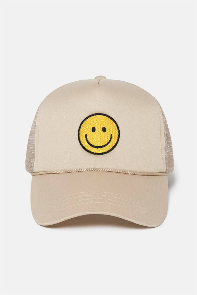 David And Young - Smiley Embroidered Mesh Back Trucker Cap