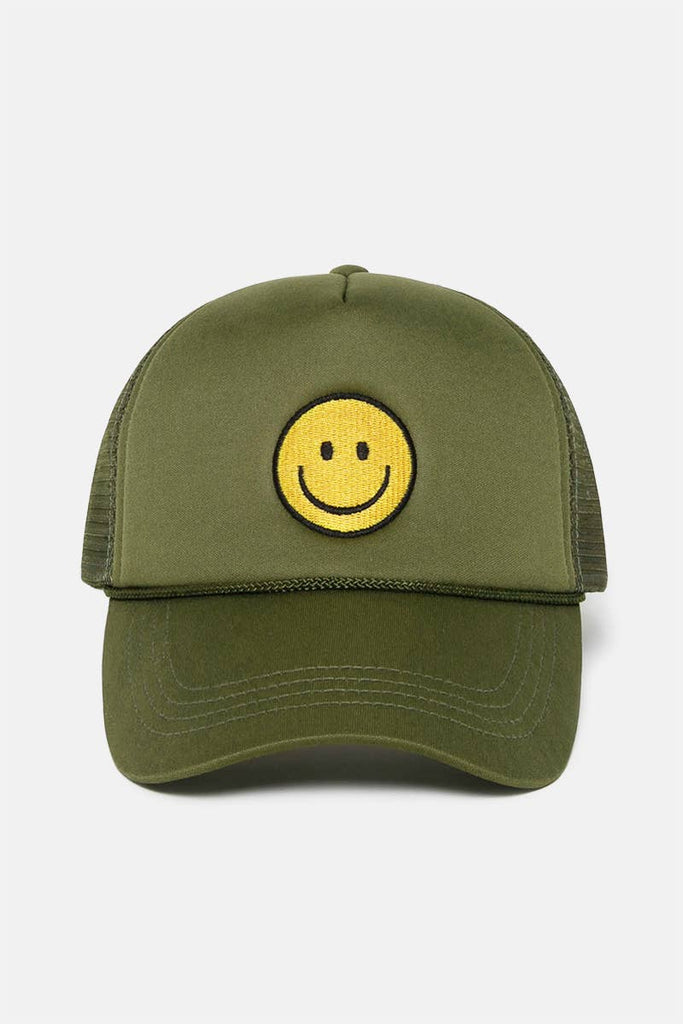 David And Young - Smiley Embroidered Mesh Back Trucker Cap